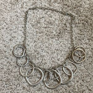Silver statement, necklace with rhinestones